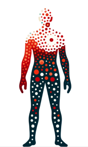 A human representing full body inflammation and in need of the CIRS lab test
